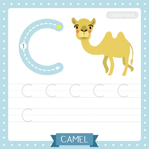 List Uppercase Cute Children Colorful Zoo Animals Abc Alphabet Tracing — Wektor stockowy