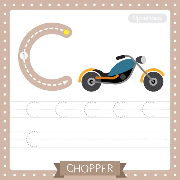 Letter Uppercase Cute Children Colorful Transportations Abc Alphabet Tracing Practice — Vector de stock