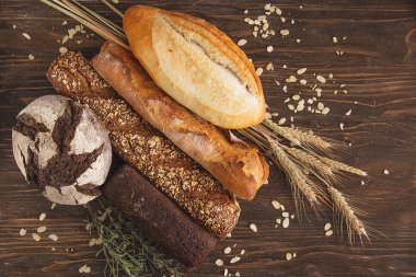 tür farklı ekmek buğday kulaklı Üstten Görünüm