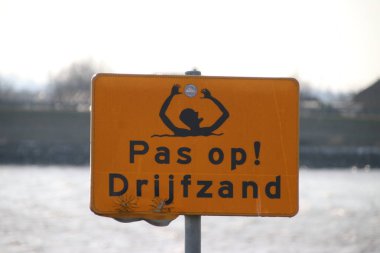 Hollandse IJssel nehir, bataklık için uyarı işareti.