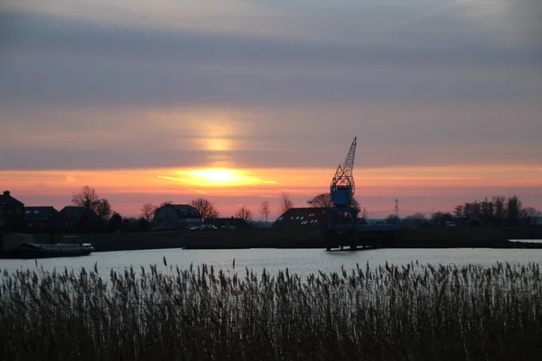 Sunrise River Hollandsche Ijssel Nieuwerkerk Netherlands — Stock Photo, Image