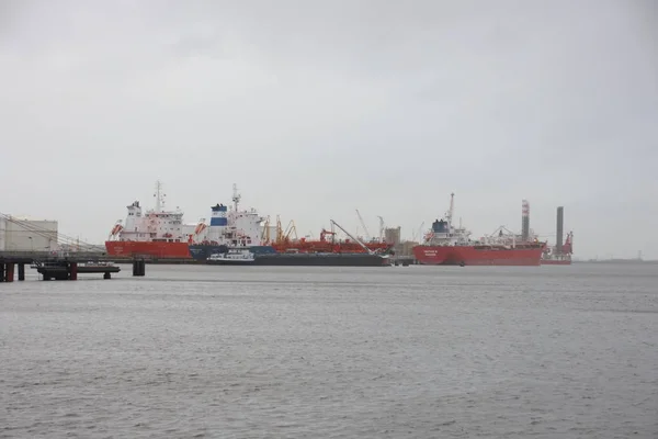 Barcos Montaña Rusa Descargando Carga Puerto Westpoort Puerto Amsterdam — Foto de Stock