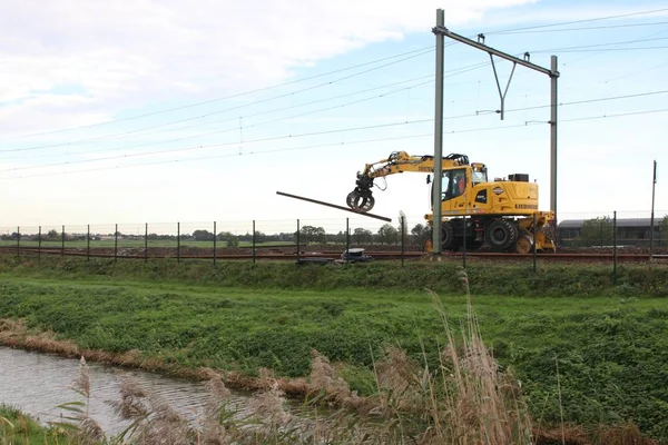 Onderhoud Aan Spoorlijn Gouda Rotterdam Nieuwerkerk Aan Den Ijssel — Stockfoto