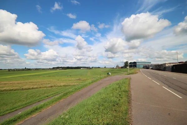 Dutch Landscape Industries Dike River Hollandsche Ijssel Meadows Low Zuidplaspolder — 스톡 사진