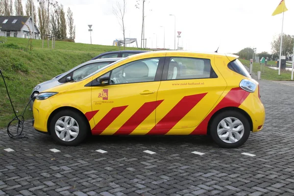 Gele Elektrische Auto Laden Auto Gebruikt Door Staat Zuid Holland — Stockfoto