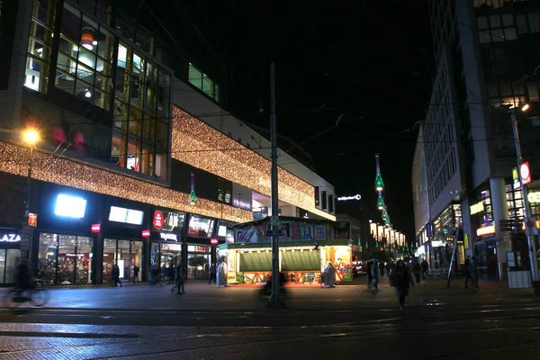 Рождественские Огни Центре Города Гаага Магазинах Grote Marktstraat — стоковое фото
