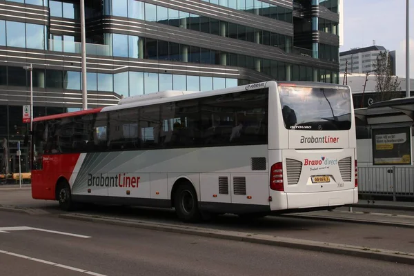 Автобус Red White Brabantliner Платформі Швидкого Автобусного Транспорту Між Утрехтом — стокове фото