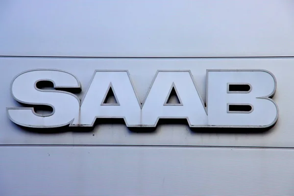 Saab Logo Service Center Dealer Hague Netherlands — Stock Photo, Image