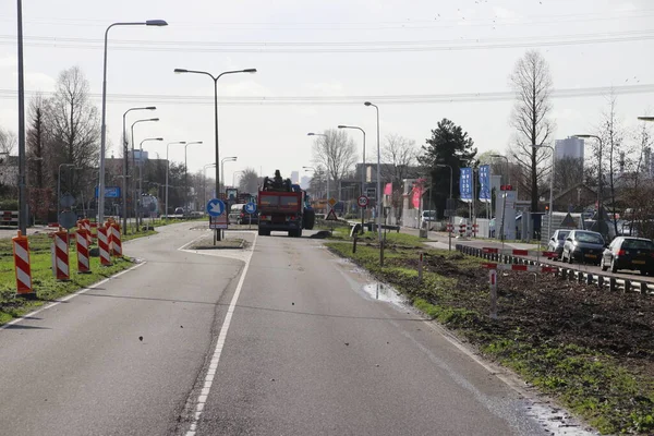 Značky Jménech Kolem Celkové Rekonstrukce Silnice Názvem Hoofdweg Capelle Nieuwerkerk — Stock fotografie