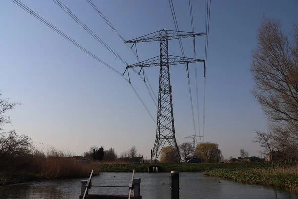 Scarichi Con Fili Acqua Elettricità Parco Hitland Tra Capelle Nieuwerkerk — Foto Stock