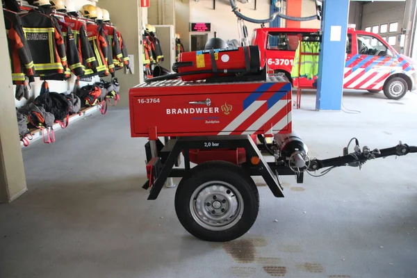 Véhicules Pompiers Bateau Corps Nieuwerkerk Aan Den Ijssel Dans Municipalité — Photo