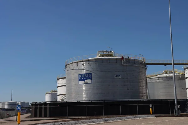 Almacenamiento Tanques Petróleo Crudo Productos Químicos Puerto Botlek Puerto Rotterdam — Foto de Stock