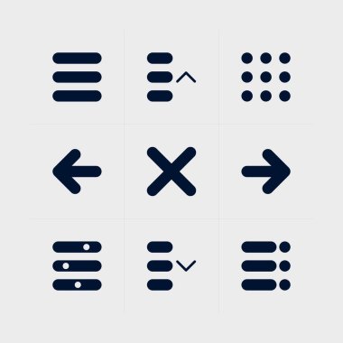 Menü ve Ui simgesi seti