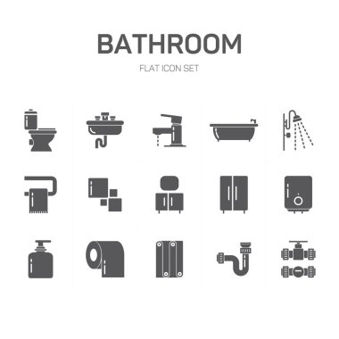 banyo düz Icon set