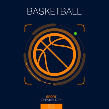 Basketbol yaratıcı çizgi simgesi turuncu