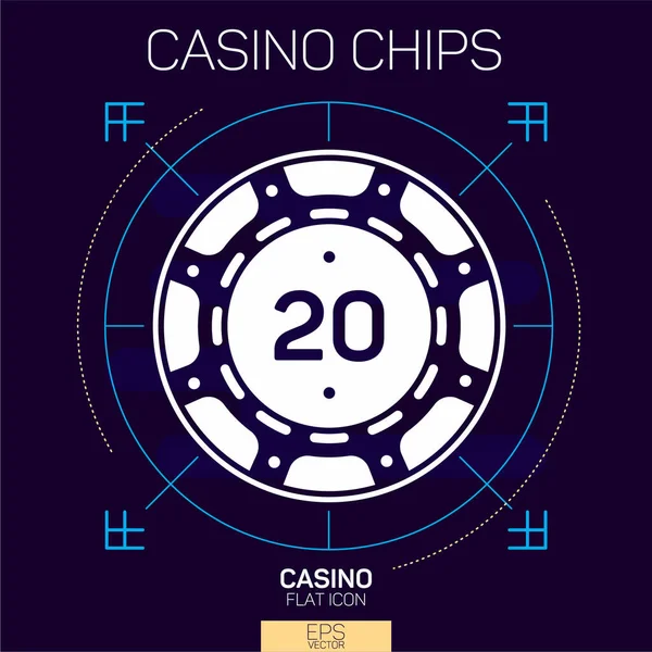 Casino Chip Lijn Pictogram — Stockvector
