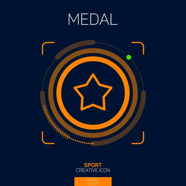 Línea Medalla Icono Creativo Naranja — Vector de stock