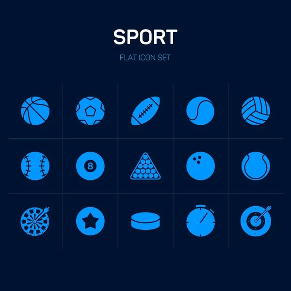 Sport Flat Icon Set Blue — Stock Vector