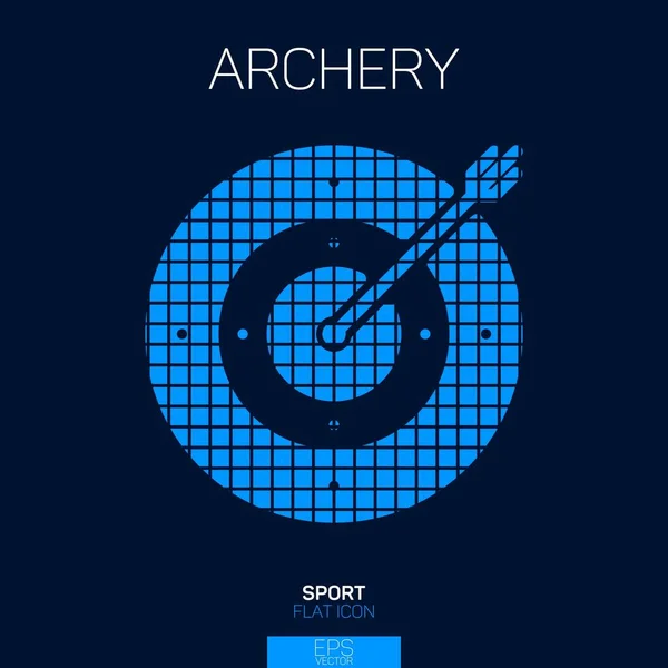 Archery Target Flat Icon Blue Pixel Style — Stock Vector