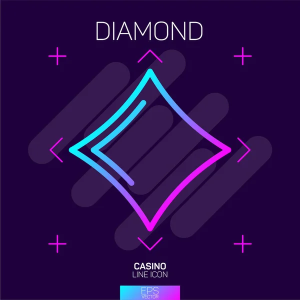 Diamant Karte Anzug Neon Symbol — Stockvektor