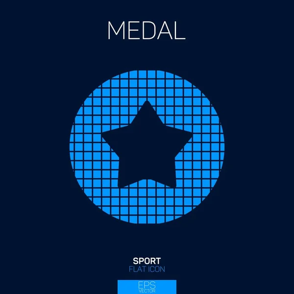 Medalla Icono Plano Estilo Píxel Azul — Vector de stock
