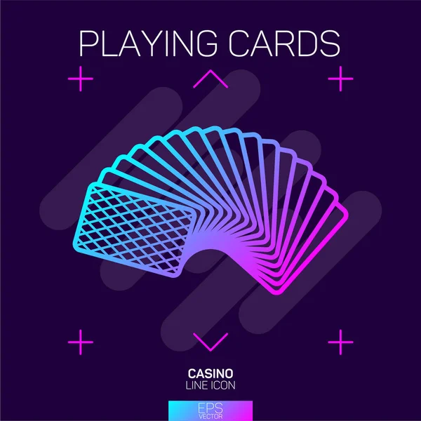 Jogar Cartas Ícone Néon — Vetor de Stock