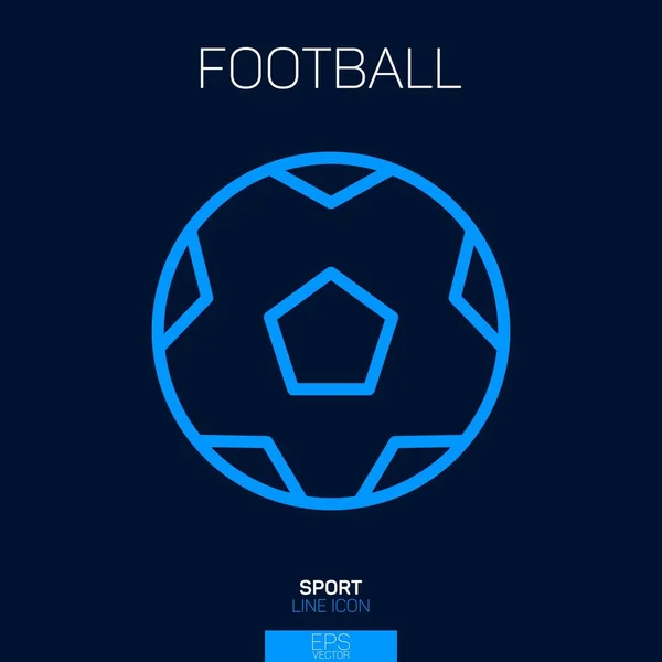 Pelota Fútbol Línea Icono Azul — Vector de stock