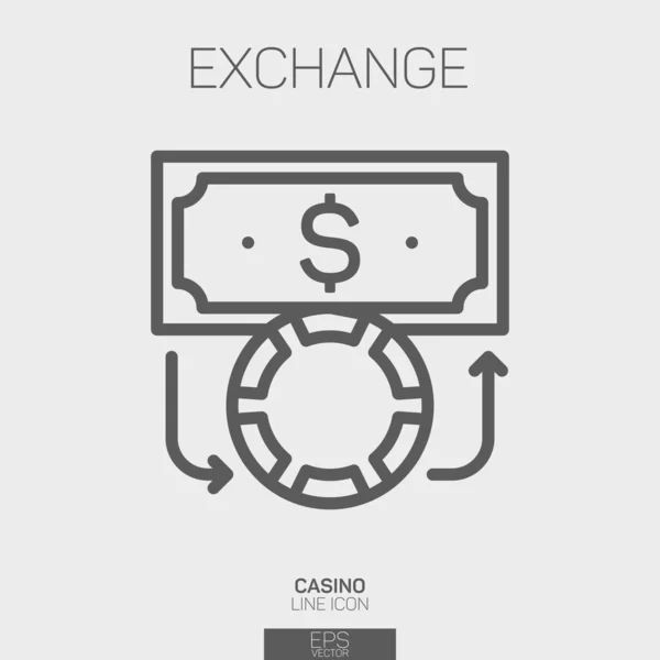Casino Línea Cambio Dinero Icono — Archivo Imágenes Vectoriales