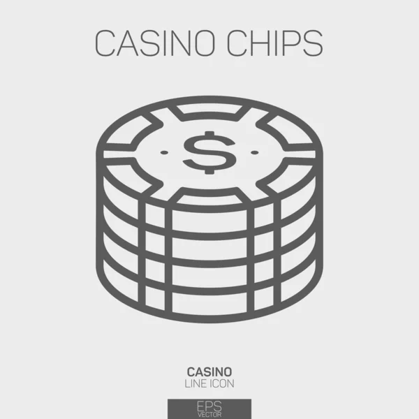 Casino Stapel Chips Lijn Pictogram — Stockvector