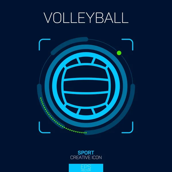 Icono Línea Creativa Bola Voleibol Azul — Vector de stock