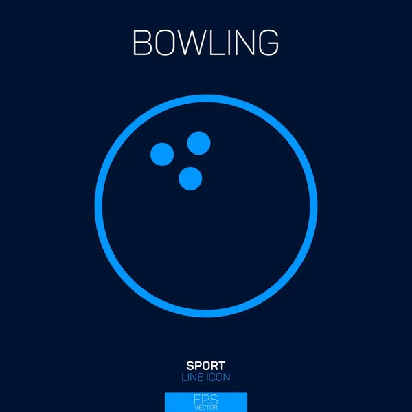 Bowling Ball Linka Ikona Modrá — Stockový vektor