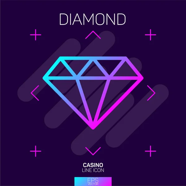 Casino Slots Diamant Neon Symbol — Stockvektor