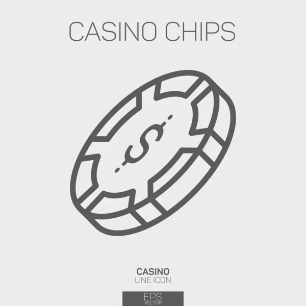 Casino Chip Lijn Pictogram — Stockvector