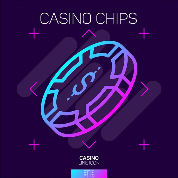 Casino Puce Icône Néon — Image vectorielle