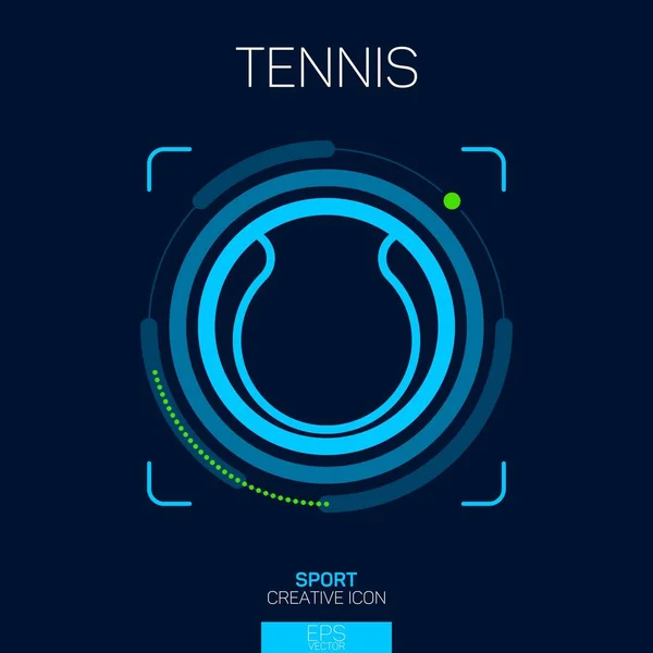 Pelota Tenis Línea Creativa Icono Azul — Archivo Imágenes Vectoriales
