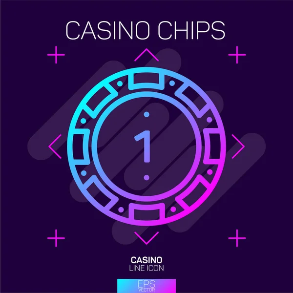 Chip Casino Ícone Néon Ponto — Vetor de Stock