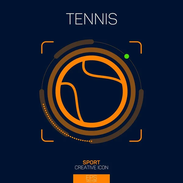 Pelota Tenis Línea Creativa Icono Naranja — Vector de stock