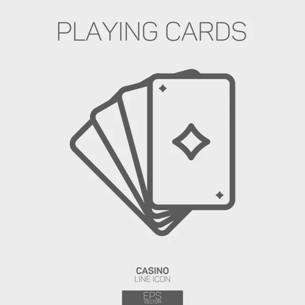 Jugar Las Cartas Con Icono Línea Palo Diamante — Archivo Imágenes Vectoriales