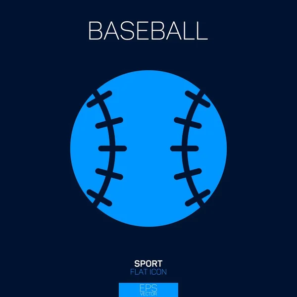 Ballon Baseball Icône Plate Bleu — Image vectorielle