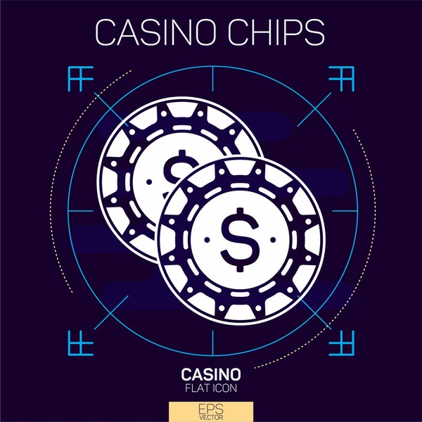 Casino Chips Icono Plano — Archivo Imágenes Vectoriales