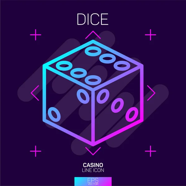 Ícone Néon Dados Casino — Vetor de Stock