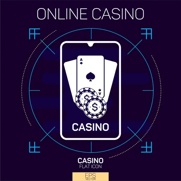 Online Casino Düz Simgesi — Stok Vektör