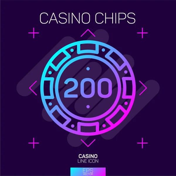 200 Casino Chip Neon Symbol — Stockvektor