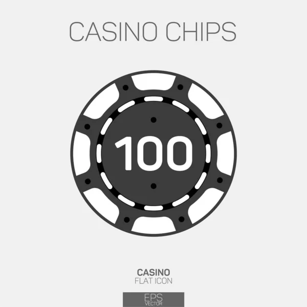 Casino Chip 100 Pont Szín Ikon — Stock Vector