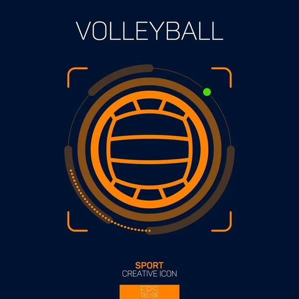 Volleyball Ball Creative Line Icon Orange — Stock Vector