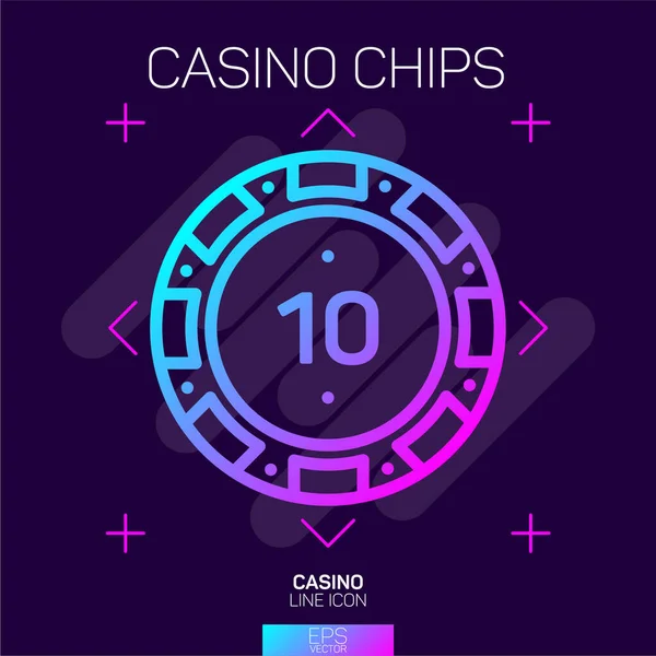 Casino Chip Neon Pictogram — Stockvector