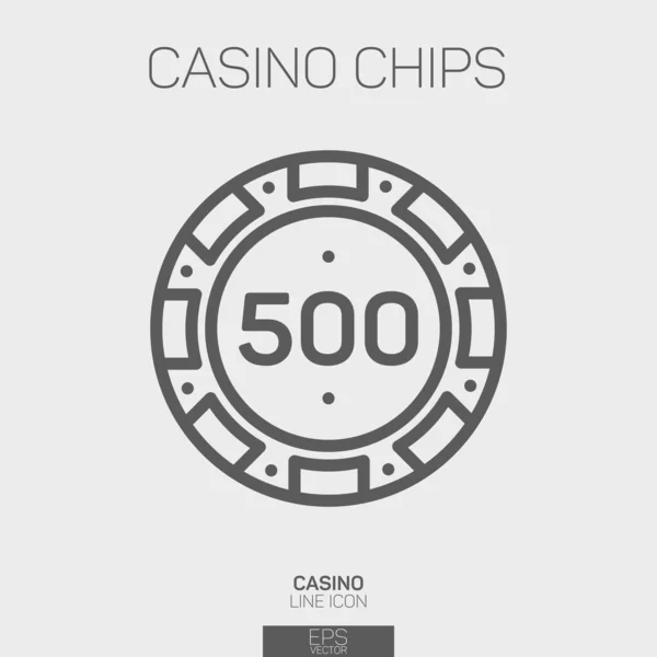 500 Casino Chip Lijn Pictogram — Stockvector