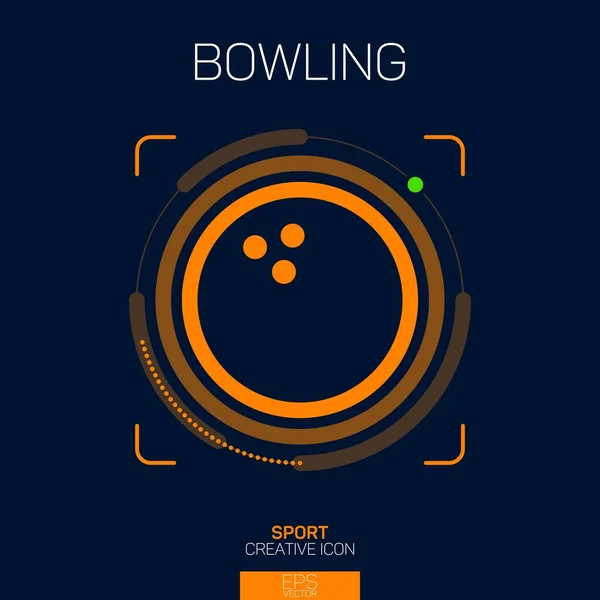 Bowling Topu Yaratıcı Çizgi Simgesi Turuncu — Stok Vektör