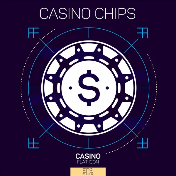 Casino Chip Icono Plano — Archivo Imágenes Vectoriales