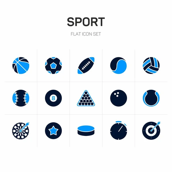 Sport Flat Icon Set Two Colors — Stock Vector